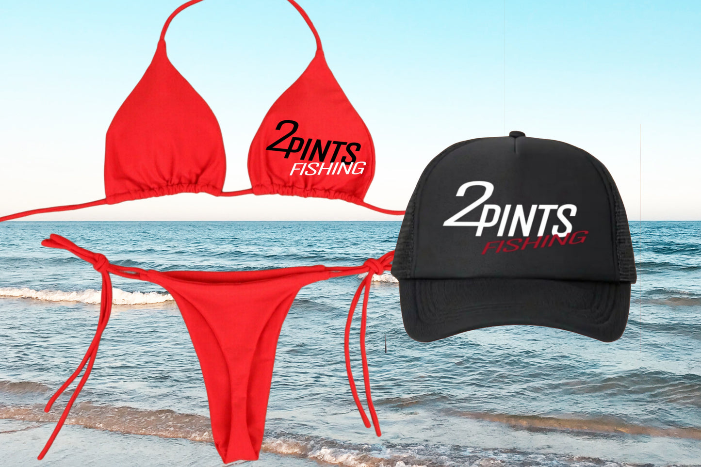 3-Piece Bikini + Hat Swimwear Set