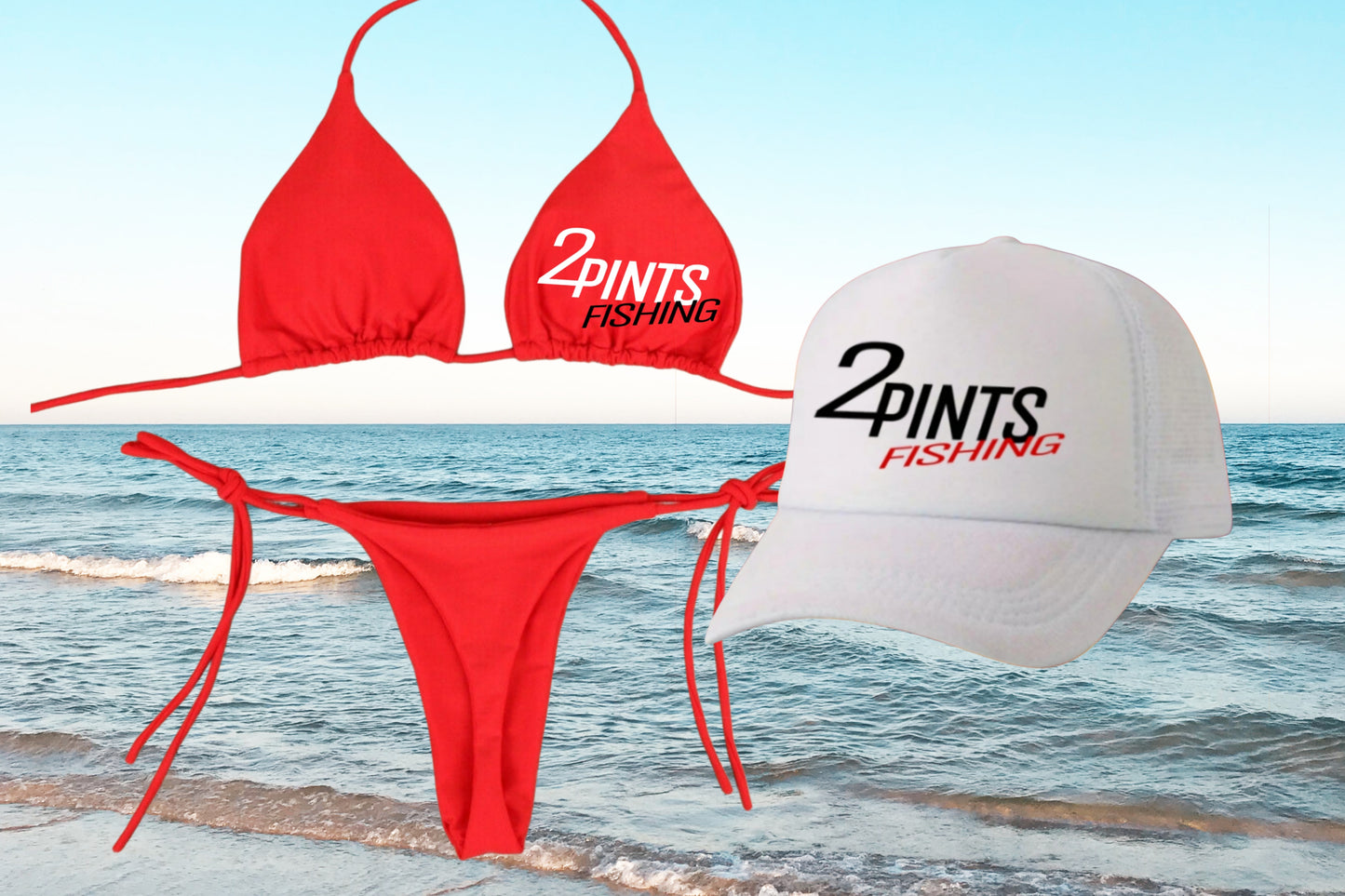 3-Piece Bikini + Hat Swimwear Set