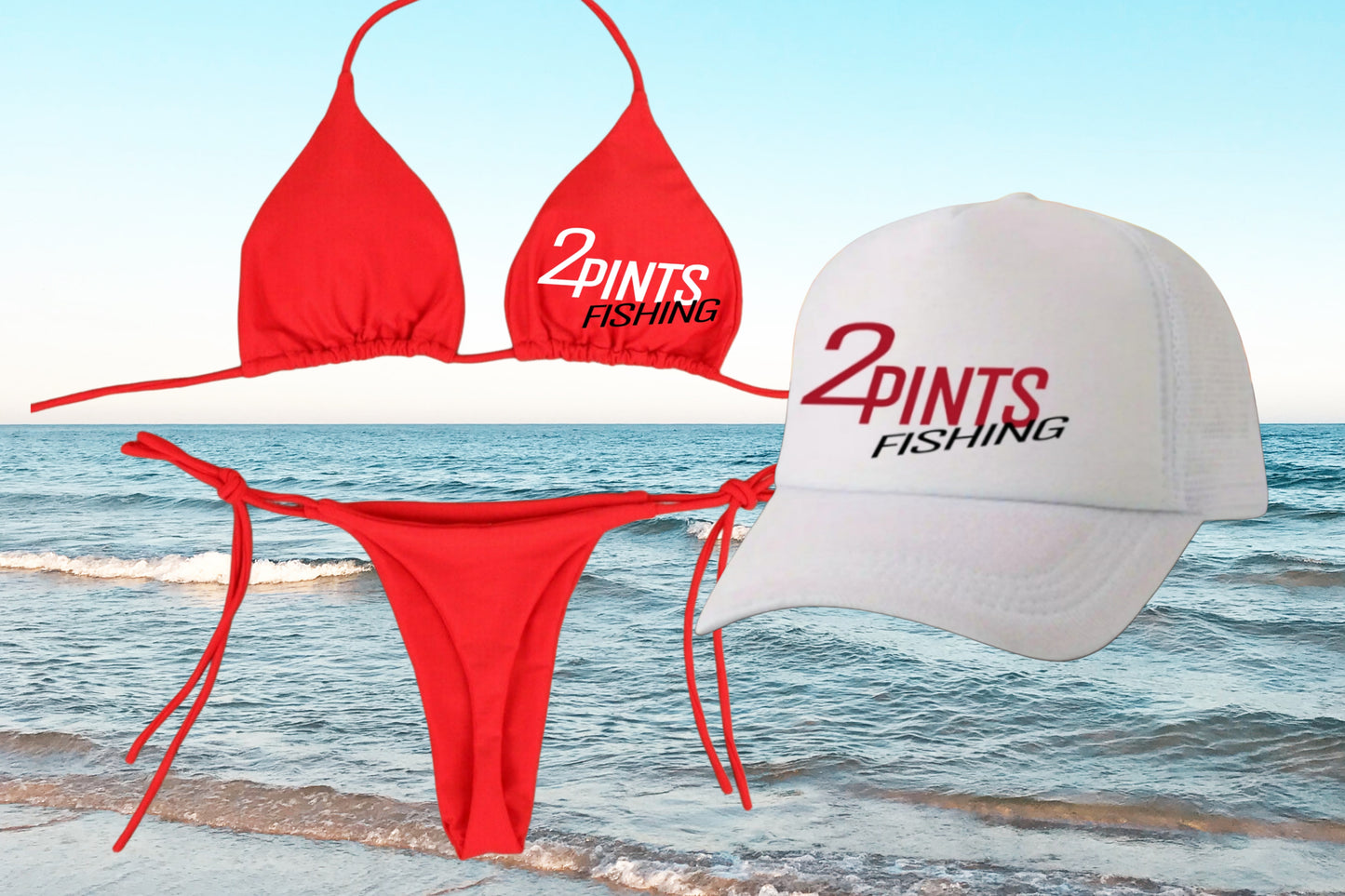 3-Piece Bikini + Hat Swimwear Set