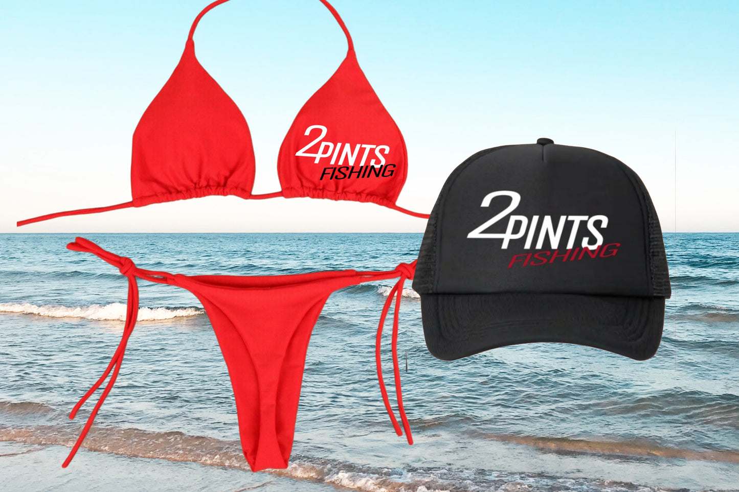 3-Piece Bikini + Hat Swimwear Set