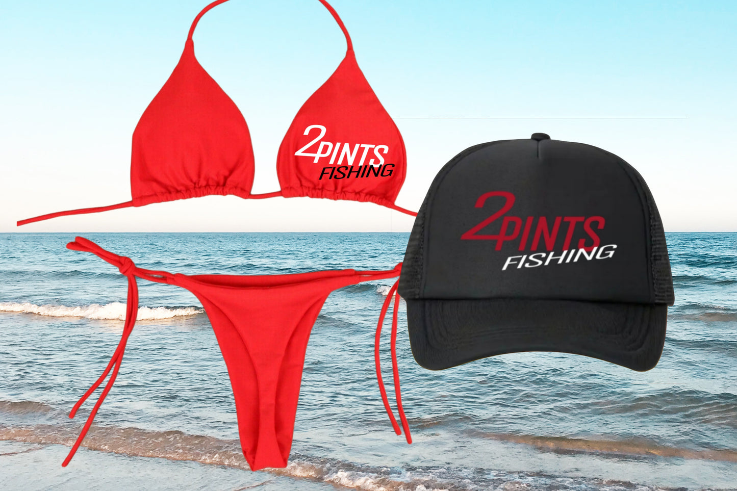 3-Piece Bikini + Hat Swimwear Set