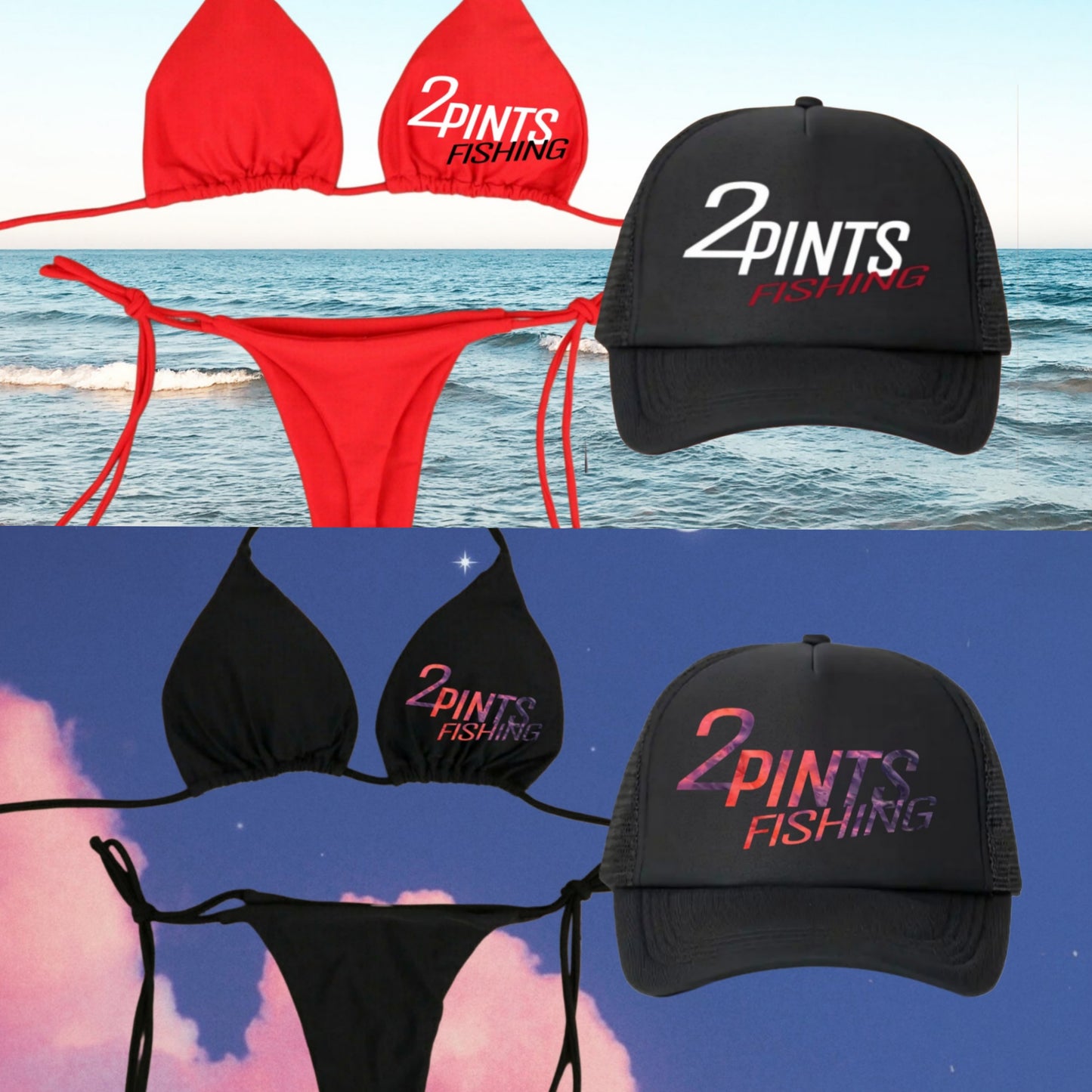 3-Piece Bikini + Hat Swimwear Set