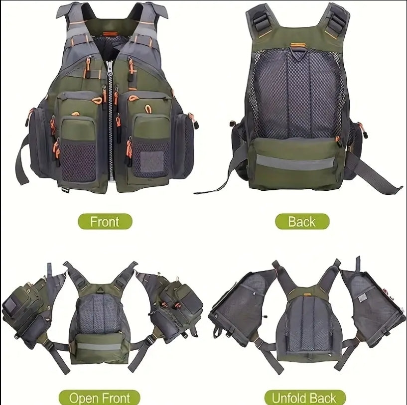 Fishing Vest - 11 Zipper Pockets - Optional Foam Inserts - Bass Fly Fishing Catfishing Saltwater Freshwater