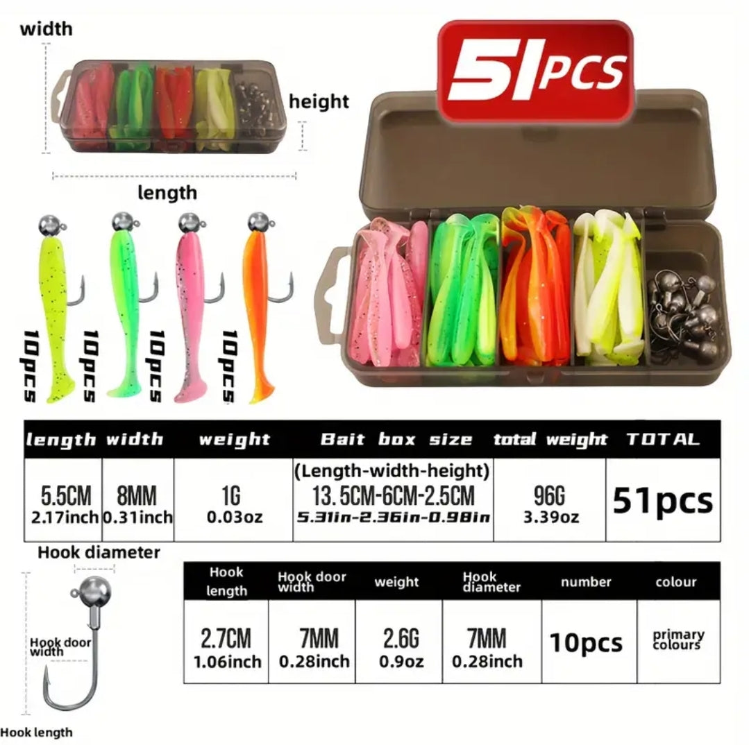 51 Piece Bulk SwimBait with Jig Heads