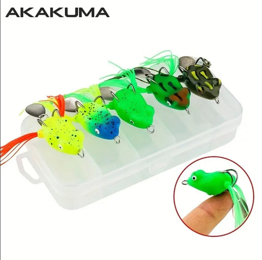 5 Piece Frog Spoon Lures 1 Inch Body