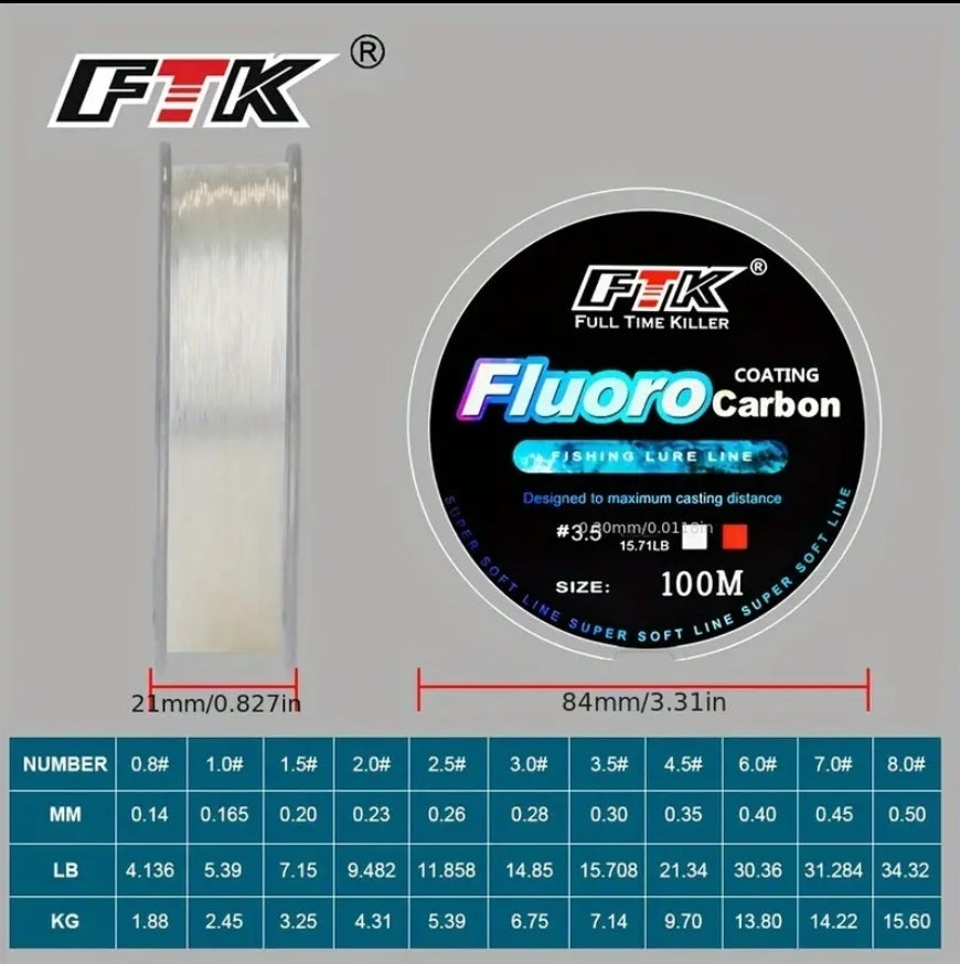 FTK®️ FlouroCarbon Fishing Line 100-120M