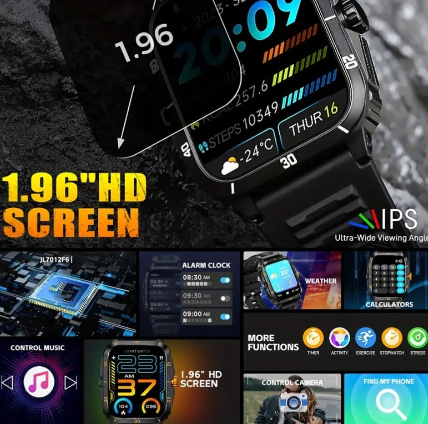 1.96" HD Smartwatch Touchscreen Bluetooth Music/Calling