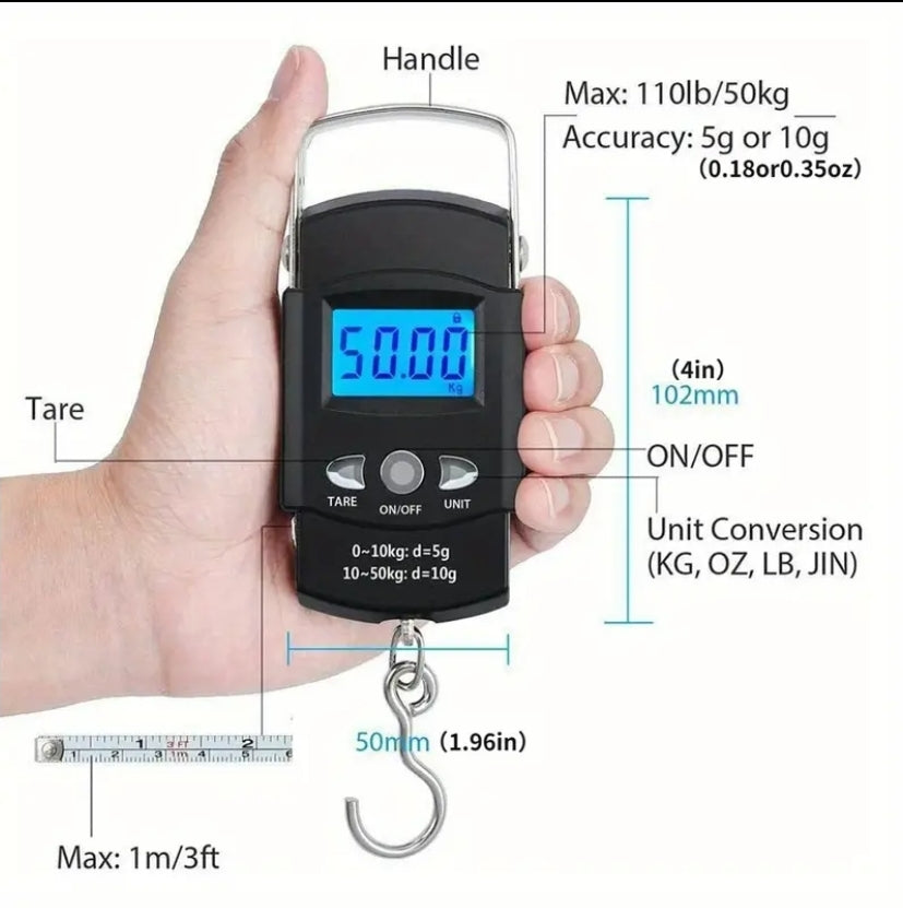 100 lb Digital Fishing Scale + Tape Measure