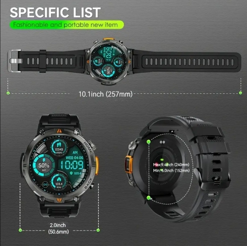 Waterproof Smart Watch for Android/iPhone w/ wireless calling, music, weather, apps, TFT HD dislay