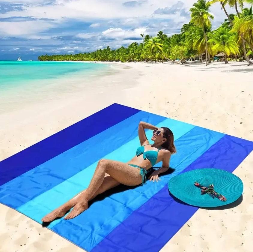 79 inch X 83 inch XL Beach Blanket for camping picnics lakes beaches BBQ shade and outdoors