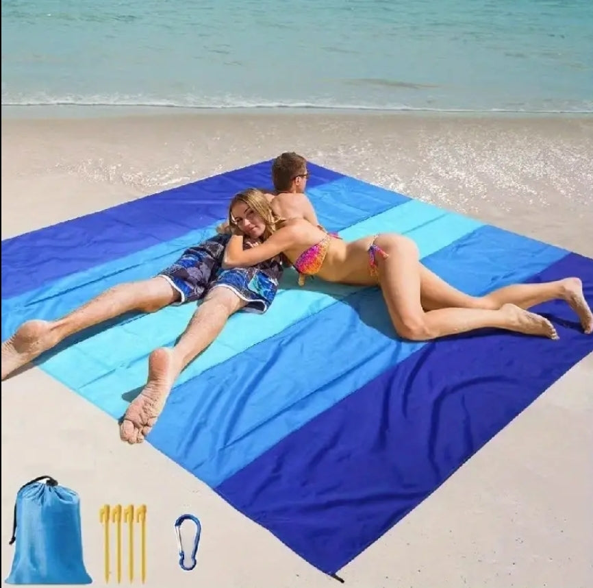 79 inch X 83 inch XL Beach Blanket for camping picnics lakes beaches BBQ shade and outdoors