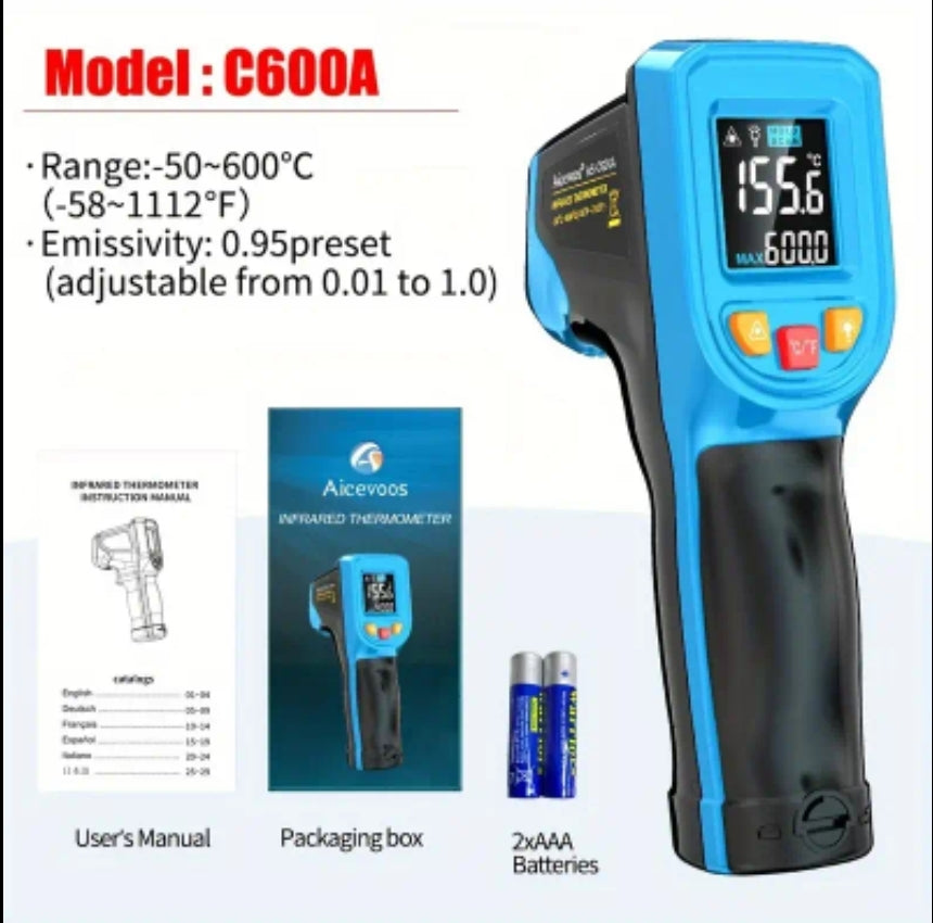 Handheld Digital Infrared Thermometer Non-Contact Laser IR Temperature Meter Gun Temperature Tester Instruments Pyrometer Blue