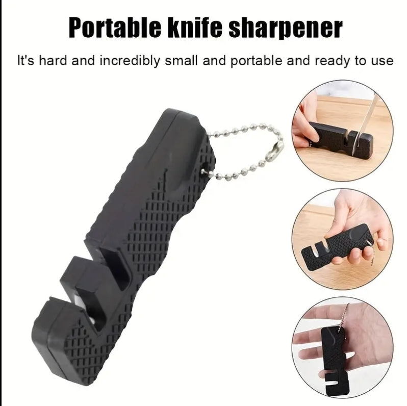 Portable 2 stage Knife Sharpener with Ceramic and Tungsten Steel Sharpeners