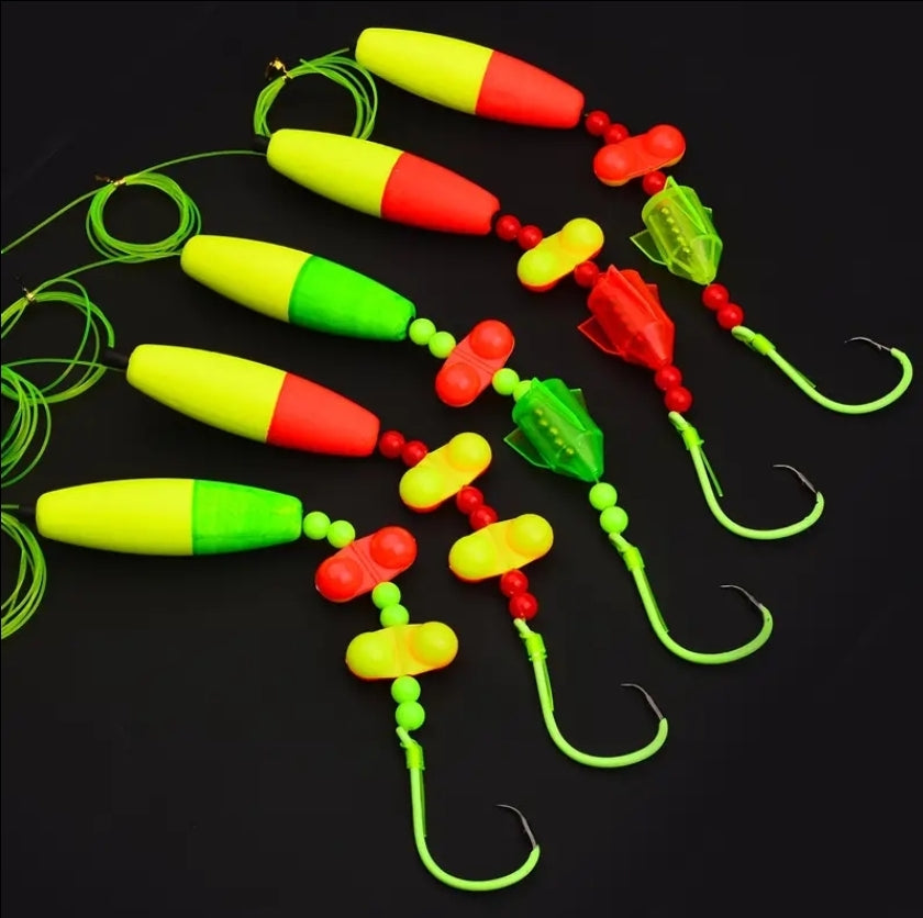 5 Pack Catfish Rig, Hand Tied, Luminescent Circle Hook