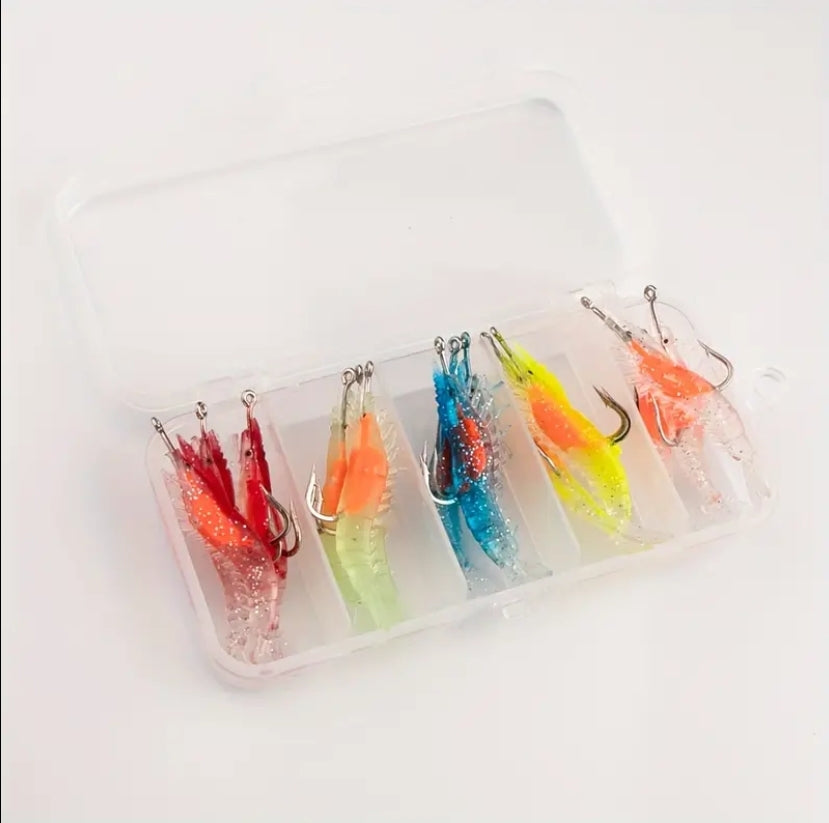 15 Pack Weighted Shrimp Lure Bionic Swim Bait 1/10th Oz