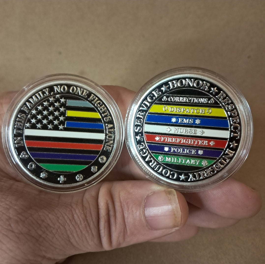 U.S. Military Commemrative Steel Coins 1.57 inches with Plastic Protective Case Navy Army Marines Air Force Coast Guard First Responder Veteran