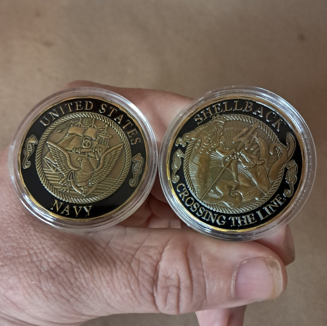 U.S. Military Commemrative Steel Coins 1.57 inches with Plastic Protective Case Navy Army Marines Air Force Coast Guard First Responder Veteran