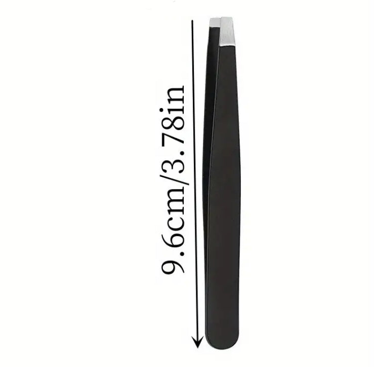 4-Pack Tweezers - Black Stainless Steel with canvas travel case