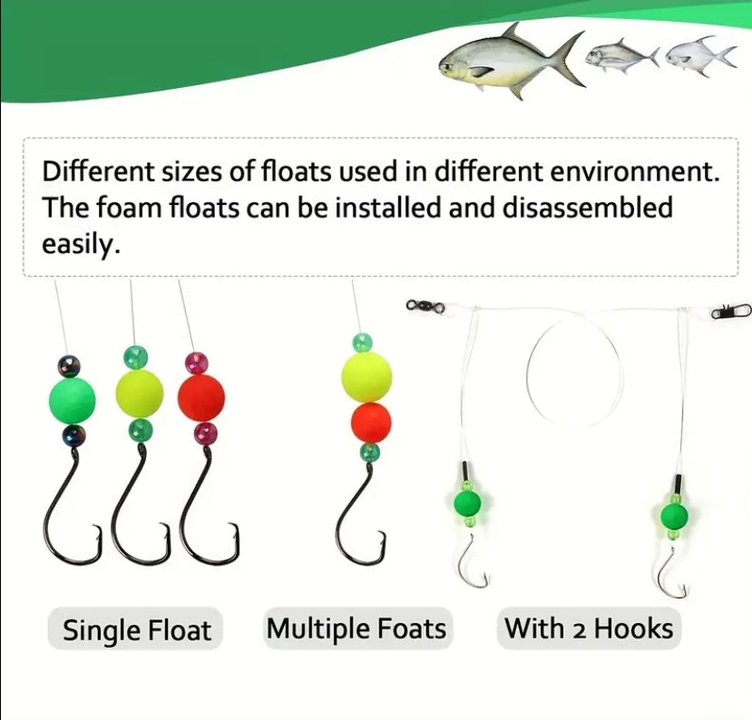 104 Piece Bulk Fishing Floats - 3 Sizes and 3 Colors 10mm 12mm 15mm foam bobbers