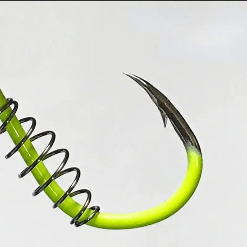 20pcs/pack High-Visibility Fluorescent Green Fishing Hooks - Durable Stainless Steel with Spring Barbs