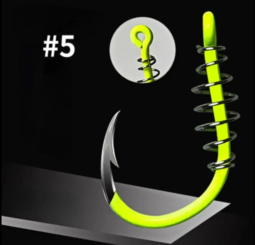 20pcs/pack High-Visibility Fluorescent Green Fishing Hooks - Durable Stainless Steel with Spring Barbs