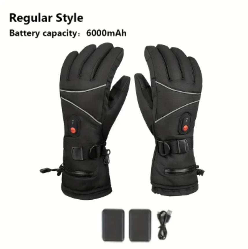 Rechargeable Heated Gloves - 6000mah - Windproof/Waterproof - Touchscreen Compatable Fingertips