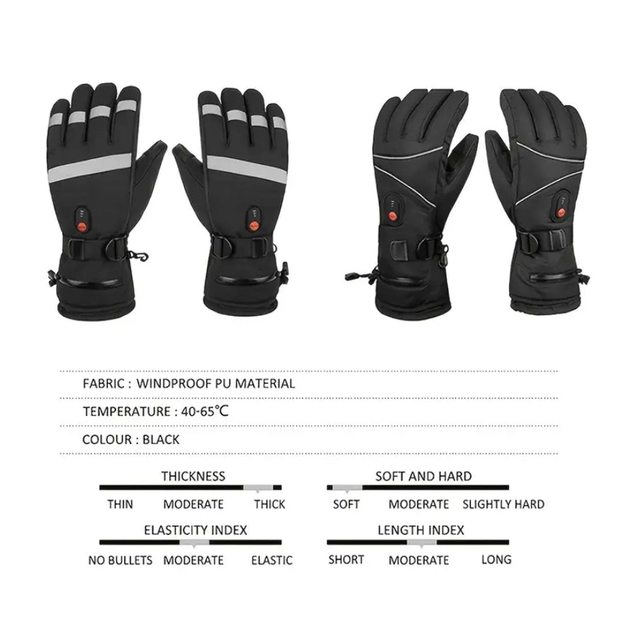 Rechargeable Heated Gloves - 6000mah - Windproof/Waterproof - Touchscreen Compatable Fingertips