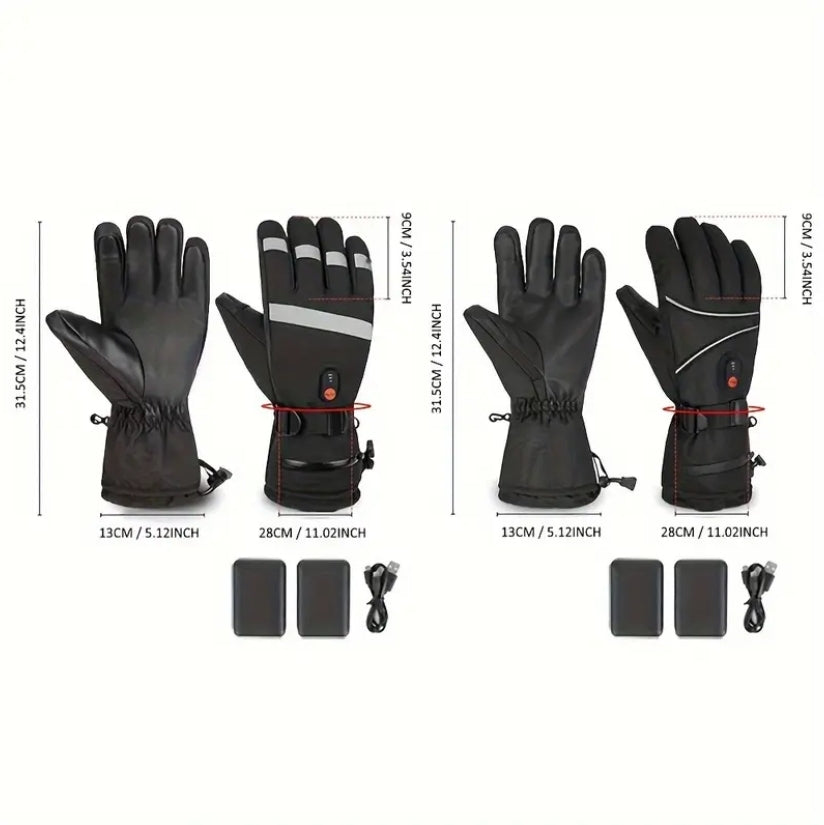 Rechargeable Heated Gloves - 6000mah - Windproof/Waterproof - Touchscreen Compatable Fingertips