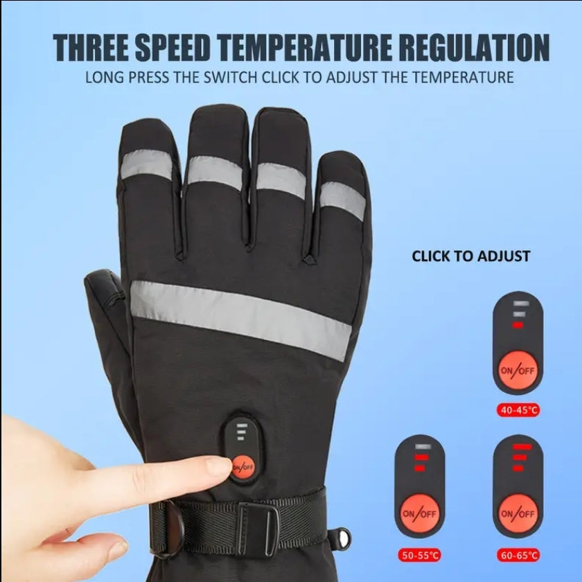 Rechargeable Heated Gloves - 6000mah - Windproof/Waterproof - Touchscreen Compatable Fingertips