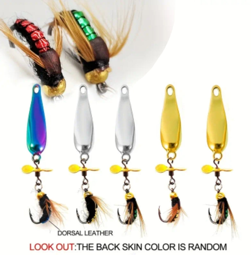 5 Pack Bionic Insect Spinner Bait, Artificial Hard Dry Fishing Lure For Salmon And Trout Fishing 1/8th Oz