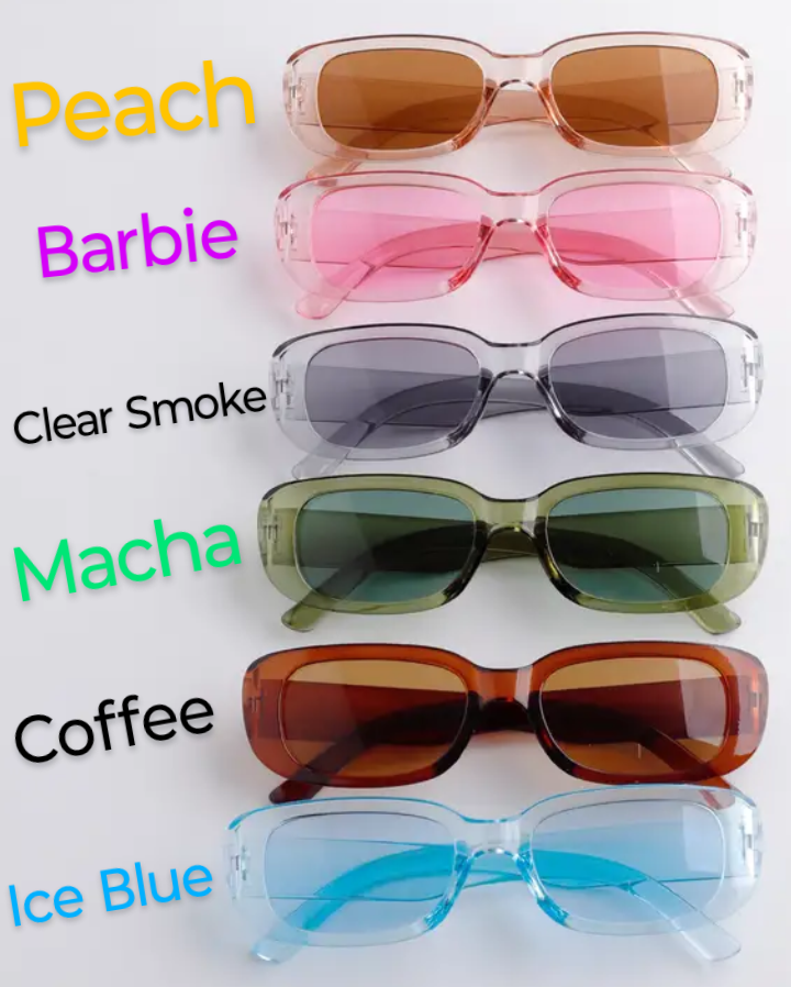 Designed Sunglasses in Fun new Colors, Thick Sturdy Frame and colored lenses w/ Case included