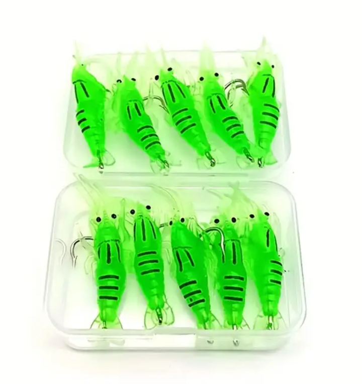 10 Pack Shrimp Lure with Hooks