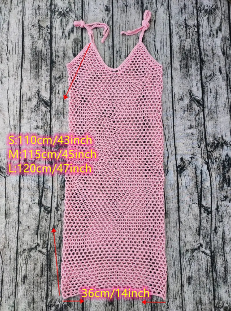 Color Summer Sleeveless Crochet Beach Dress