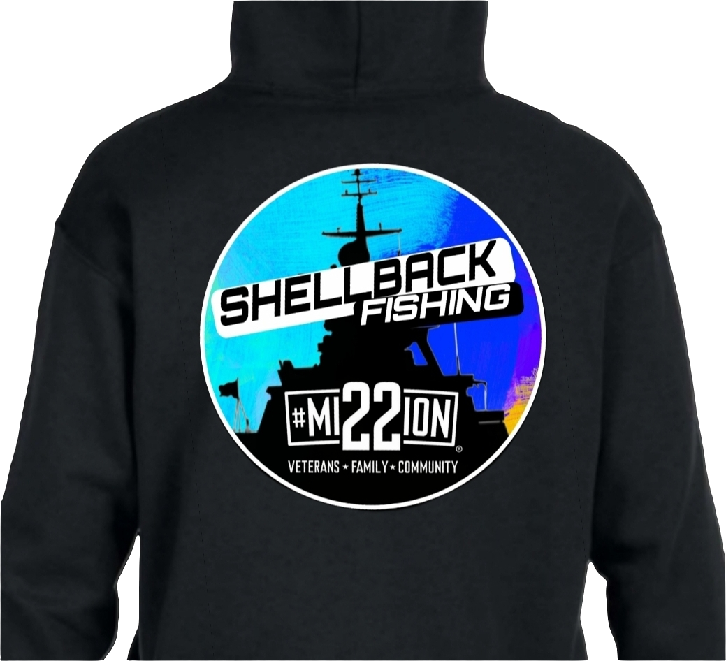 ShellBack Fishing + Mission 22 Winter Hoodie - Heavy Weight 8oz 50/50 NuBlend Cotton Pull Over