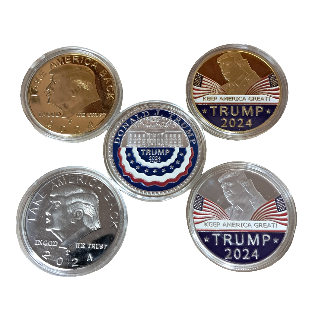 President Donald Trump Commemorative Coin with Display Case Golden and Silvery