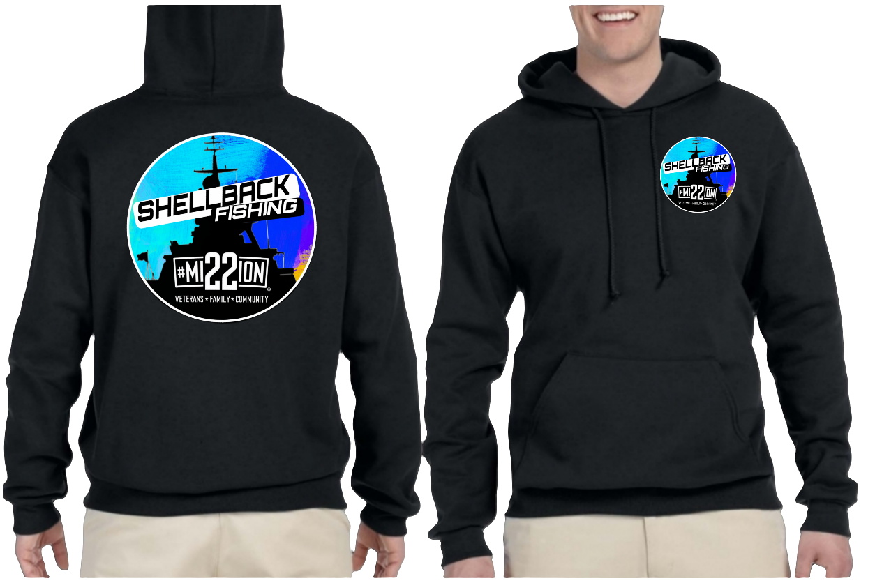 ShellBack Fishing + Mission 22 Winter Hoodie - Heavy Weight 8oz 50/50 NuBlend Cotton Pull Over