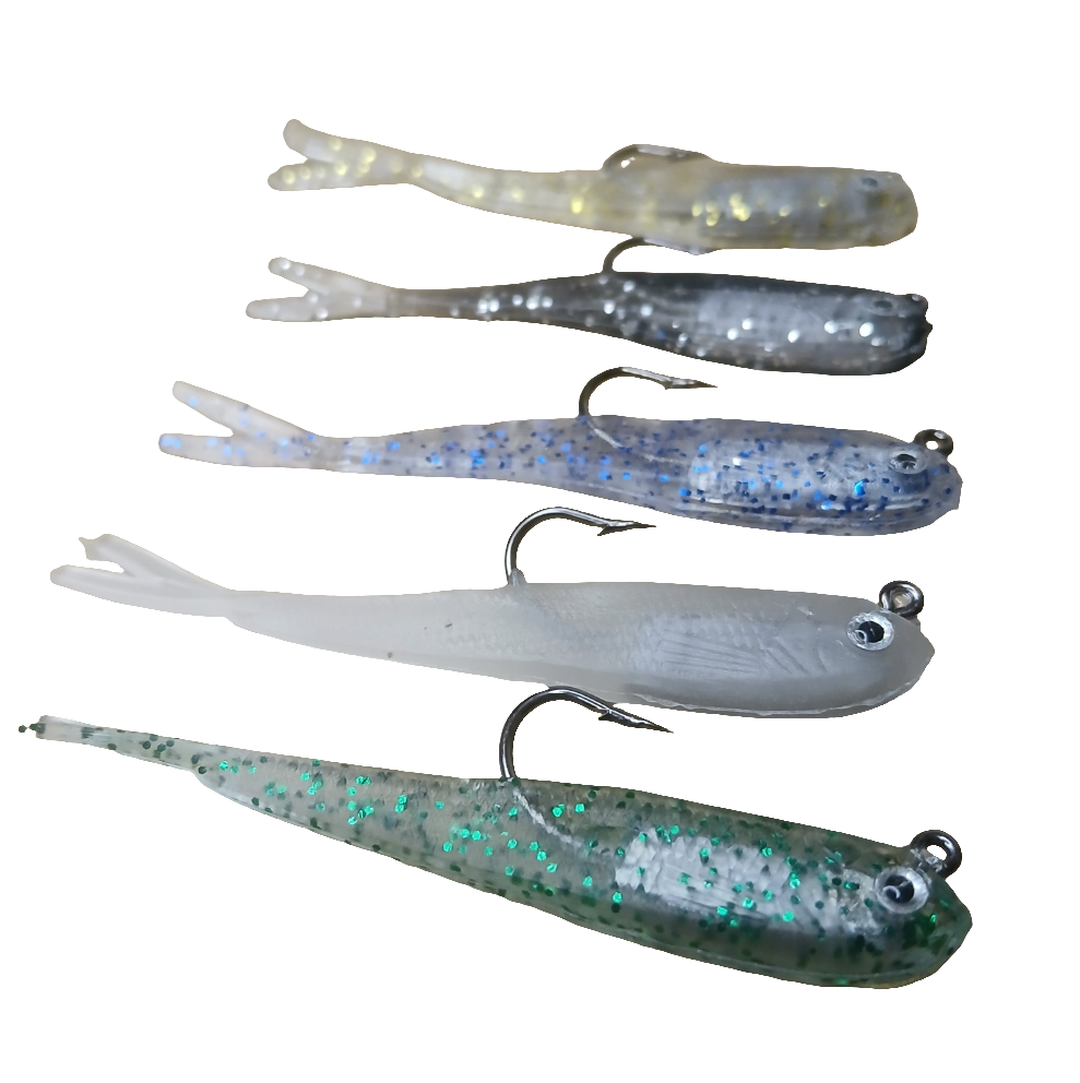 5 Pack Fluke Jighead Lures ( 2.94 inch - 1/5th Oz)