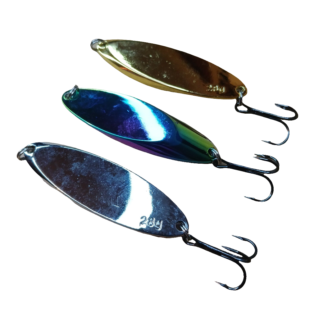 3-Pack Casting Spoons Gold Silver NeoChrome 2oz-1/16oz with Treble Hook