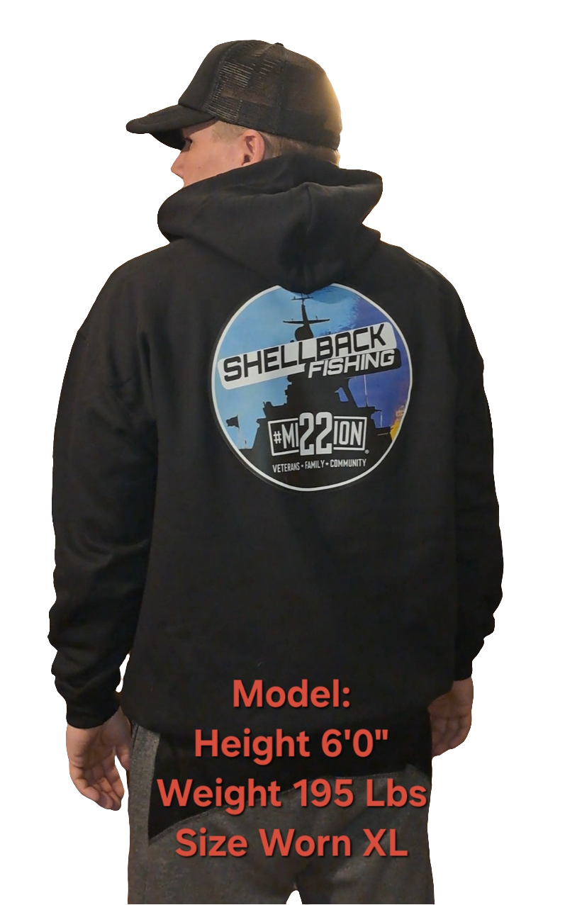 ShellBack Fishing + Mission 22 Winter Hoodie - Heavy Weight 8oz 50/50 NuBlend Cotton Pull Over