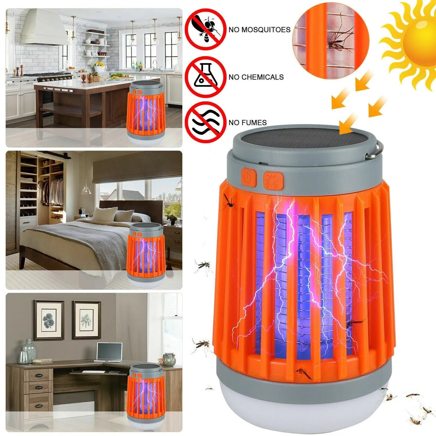 Solar USB Mosquito Killer + Electronic Fly Bug Insect Zapper