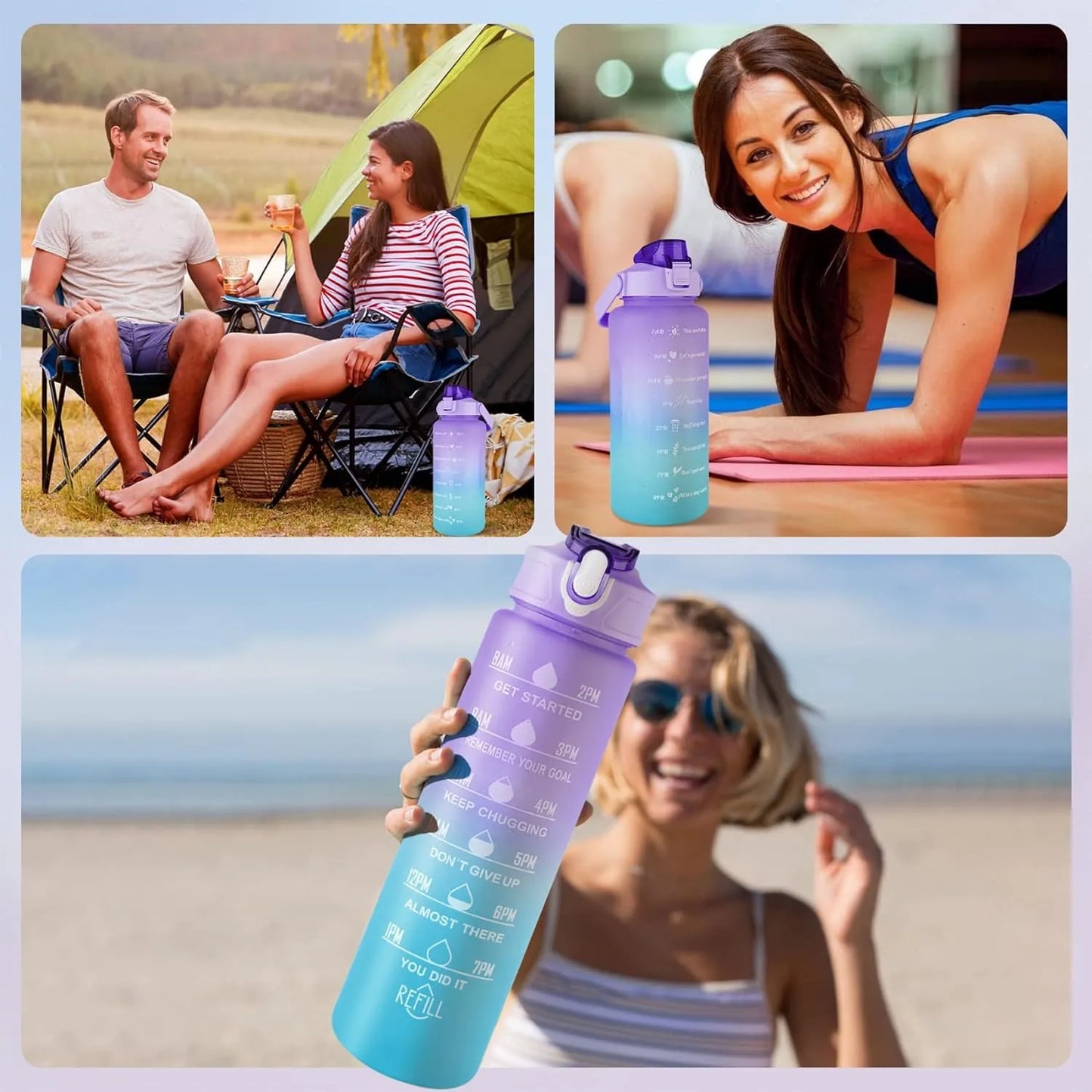 3 Pack Motivational Water Bottles