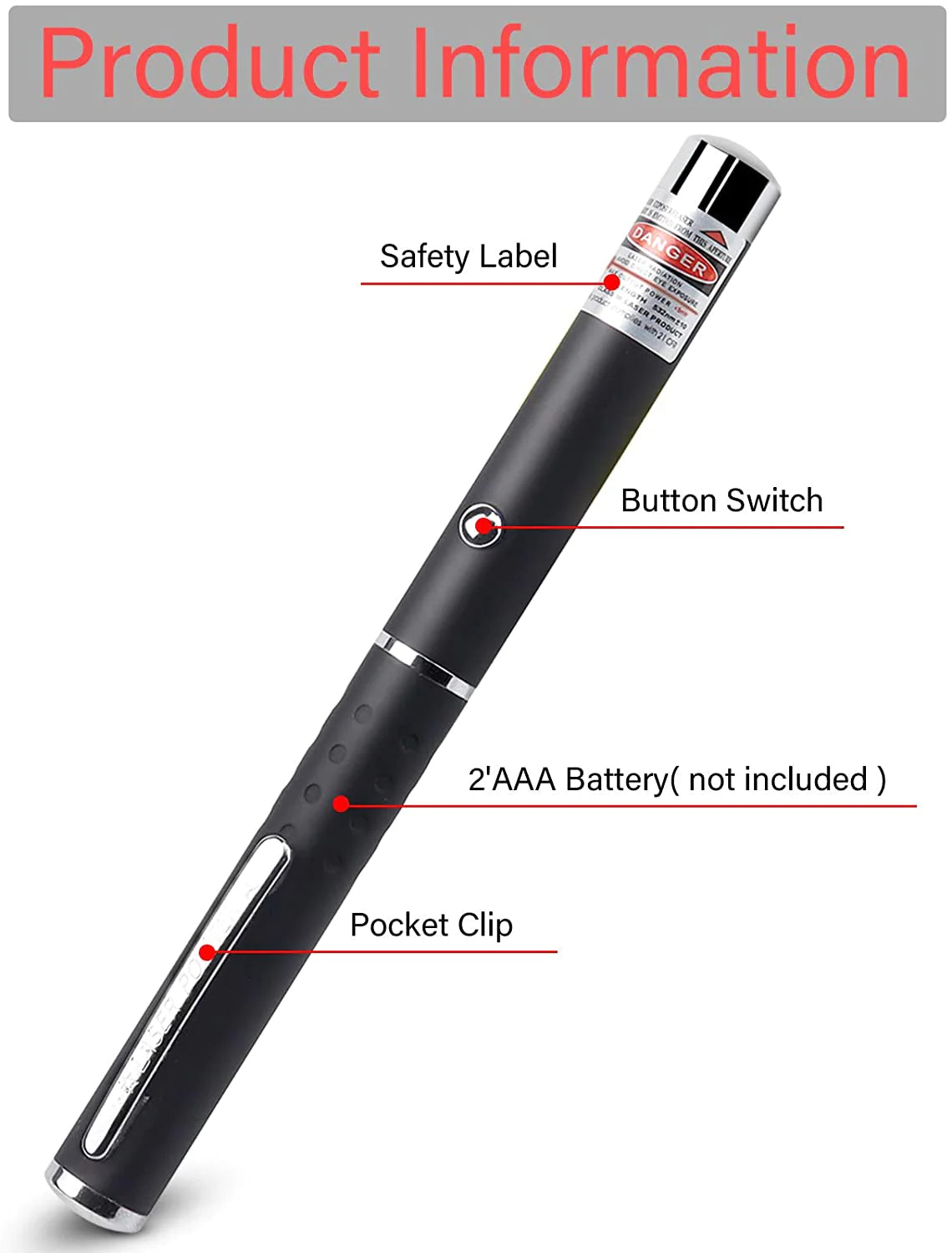 3 Packs 2 Mile Laser Pointer Pen