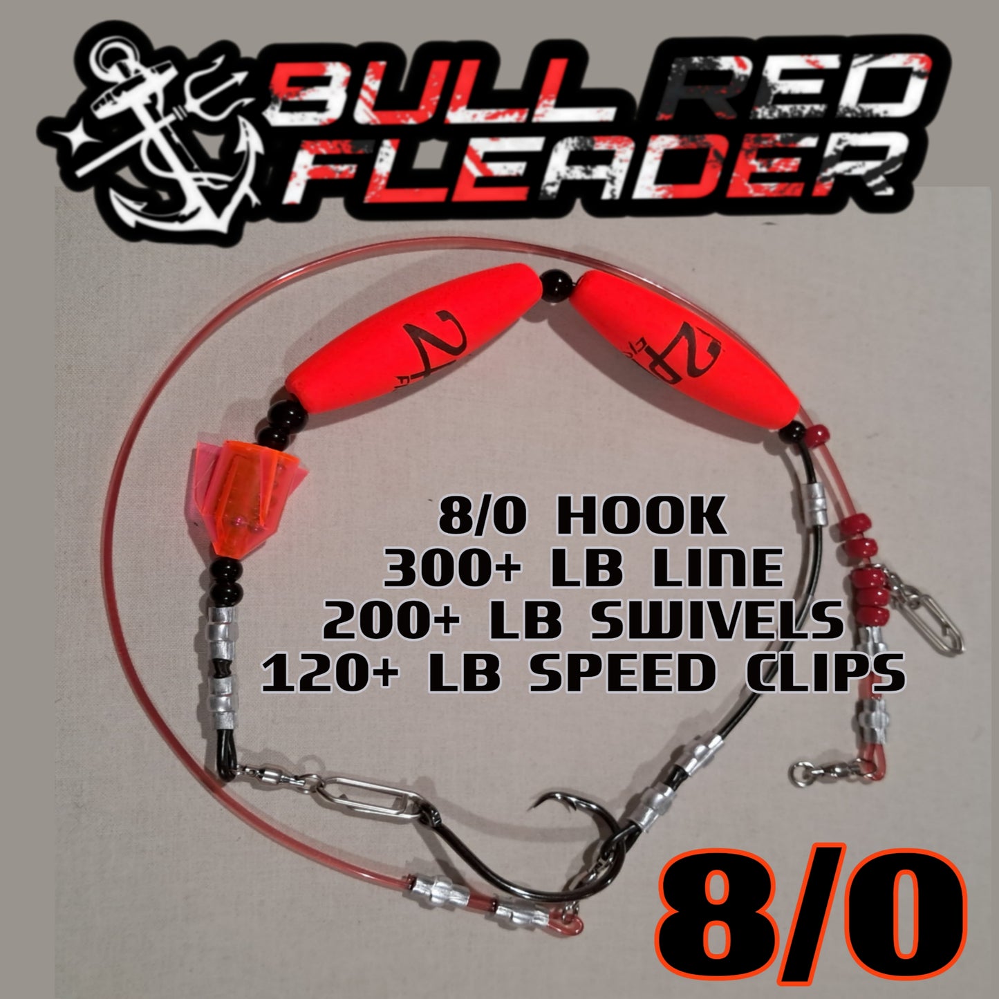 4 Pack BIG FISH Leaders - Heavy Duty Floating Leaders with 4X Strong Stainless Steel Hooks + Glow Stick