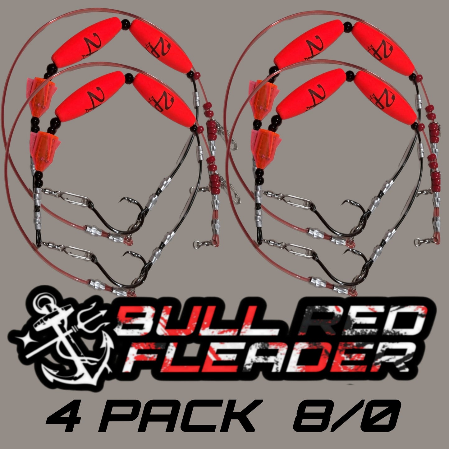 4 Pack BIG FISH Leaders - Heavy Duty Floating Leaders with 4X Strong Stainless Steel Hooks + Glow Stick