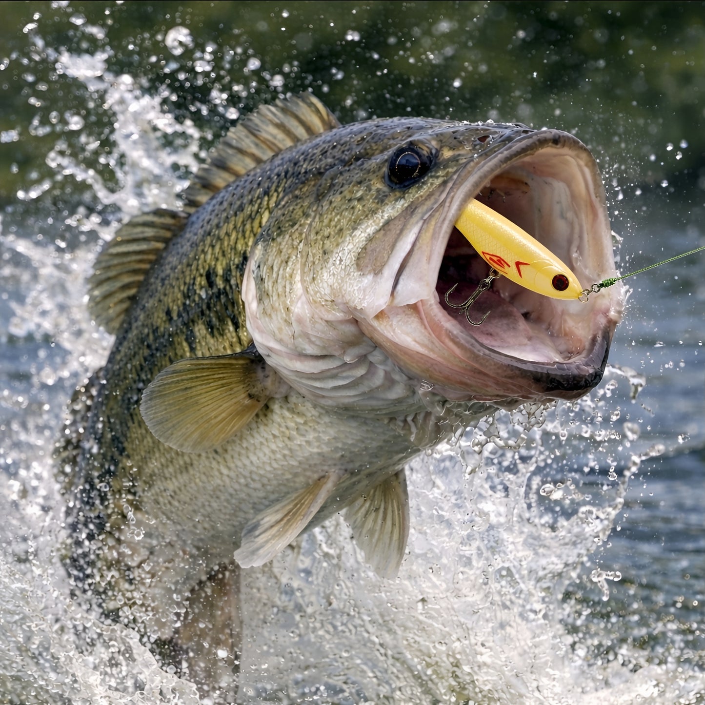 New Whopper Plopper - Enhanced 4.1 Inch 17g Tail Spinning Fishing Lure w/ Steel Bearing Rattles + Dual LAZR treble hooks
