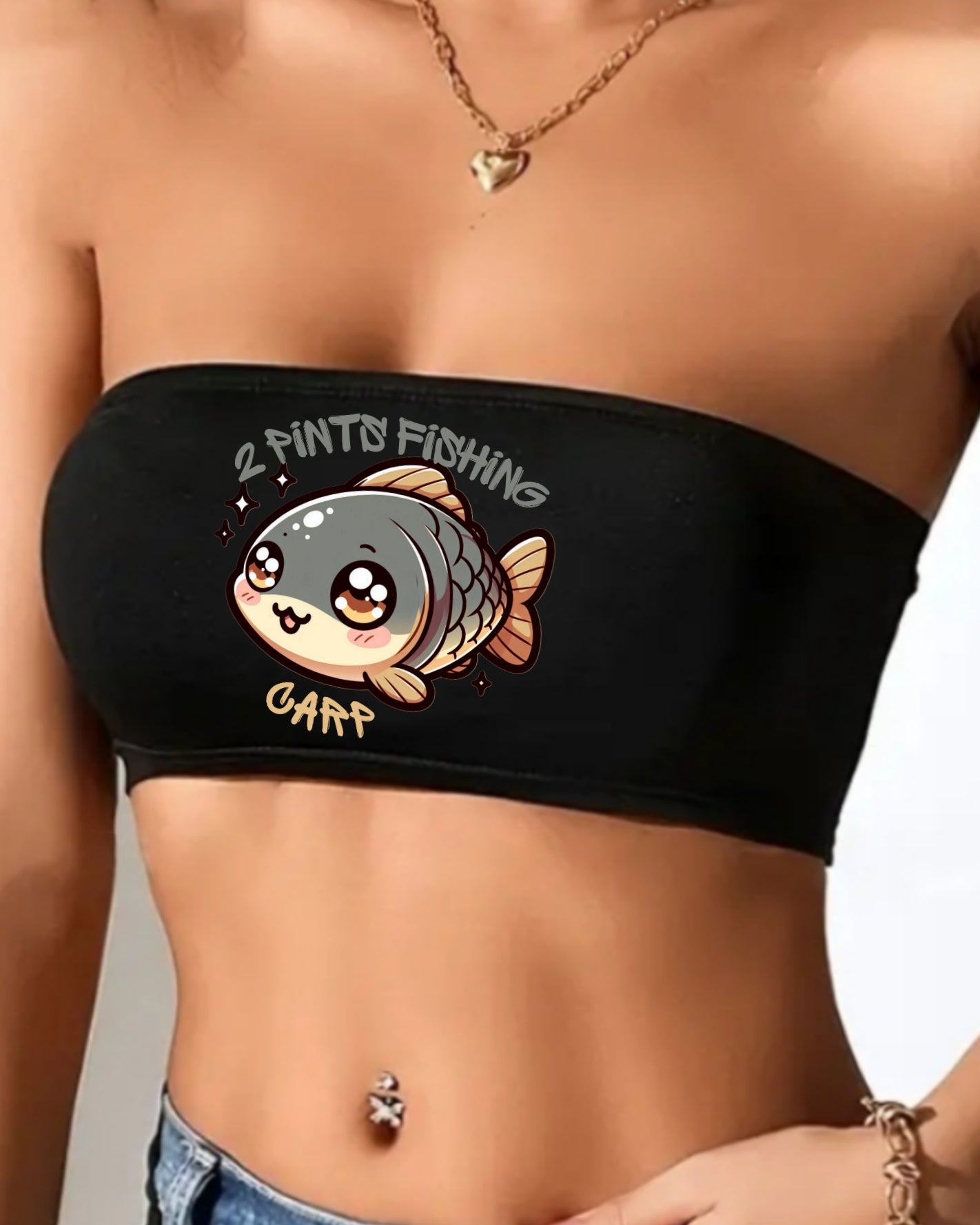 Cute Fishing Crop Tube Top