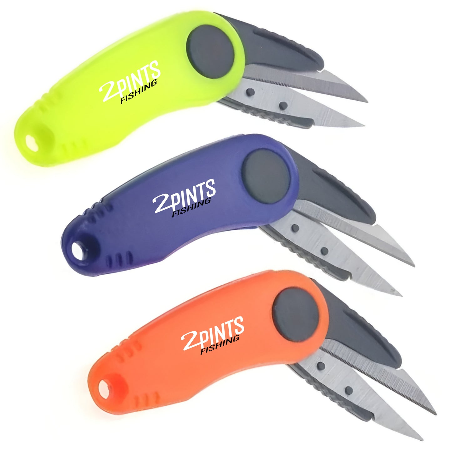 Compact Braid Cutting Scissors - Foldable Steel Blade ABS Crushproof Fishing Scissors with Keychain Hole for Mono Nylon and Braid