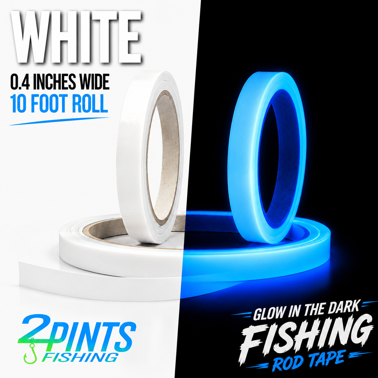 GLOW Tape for Fishing Rod - 10 FOOT ROLL - Glow in the Dark Waterproof Tape for Fishing, Hunting, Automotive, Crafts