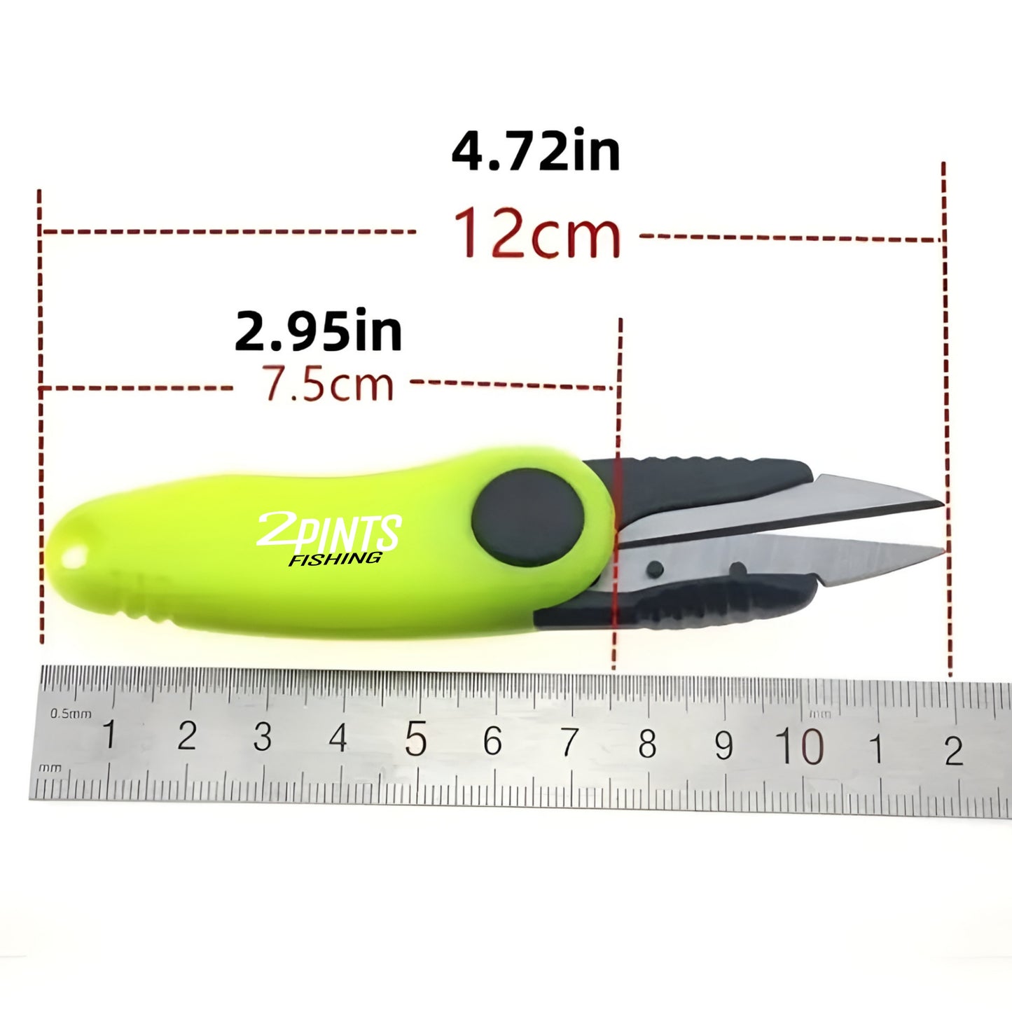 Compact Braid Cutting Scissors - Foldable Steel Blade ABS Crushproof Fishing Scissors with Keychain Hole for Mono Nylon and Braid