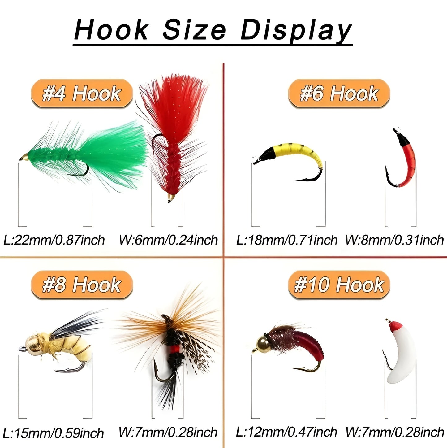 100 Piece Fly lures with Waterproof Case - Hand Tied - Various Weights and Hook Sizes